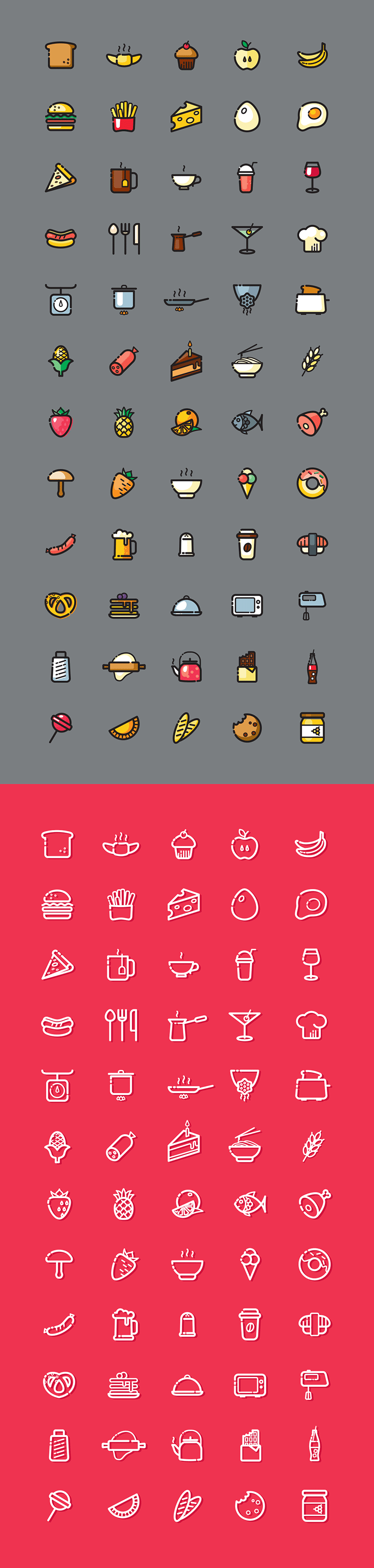 60枚美食图标，AI源文件 图标素材 sucaiwan.com