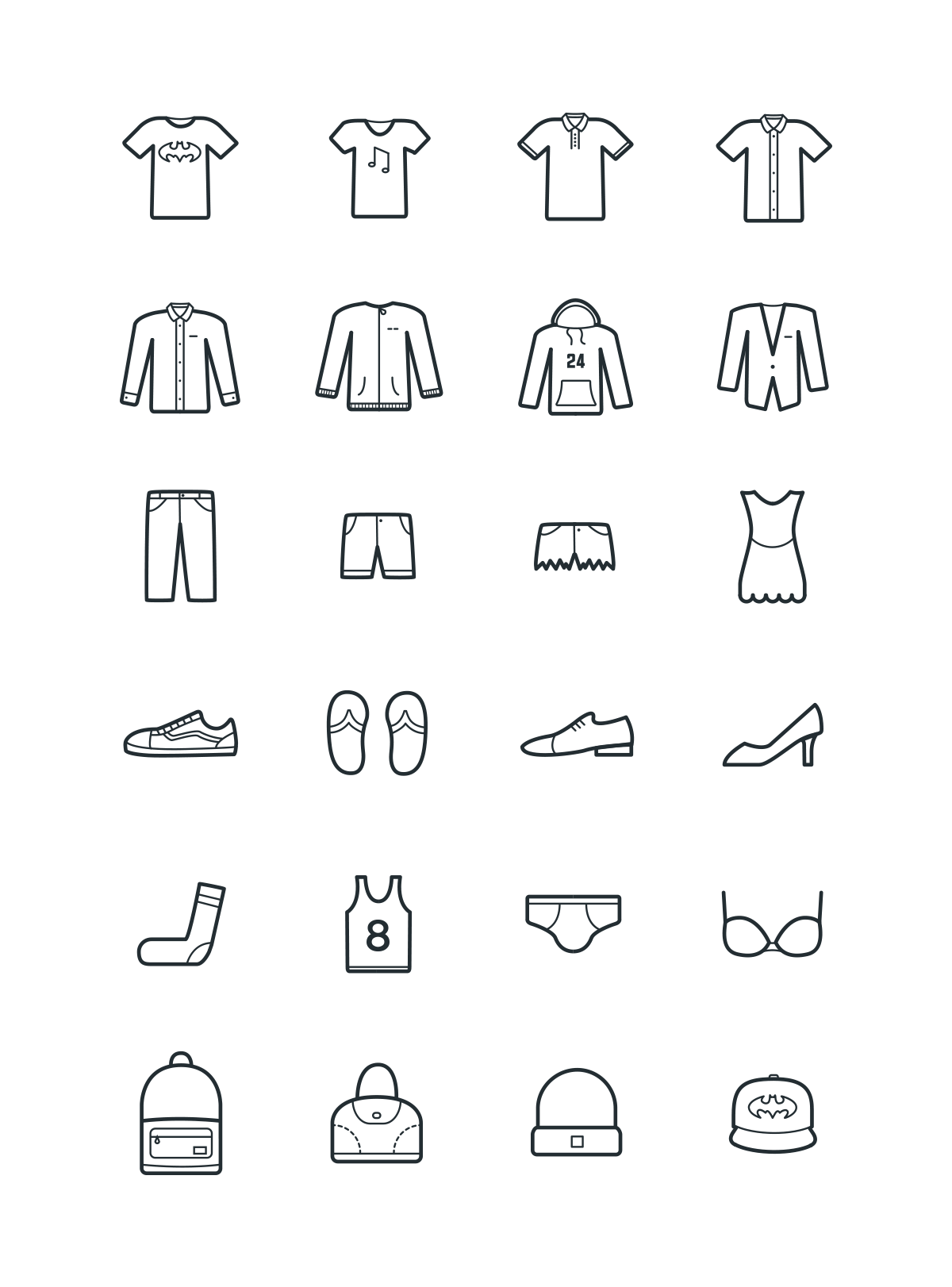 24枚服饰图标，AI源文件 图标素材 sucaiwan.com