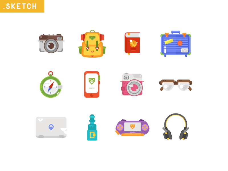 12枚旅行图标，sketch格式 图标素材 sucaiwan.com