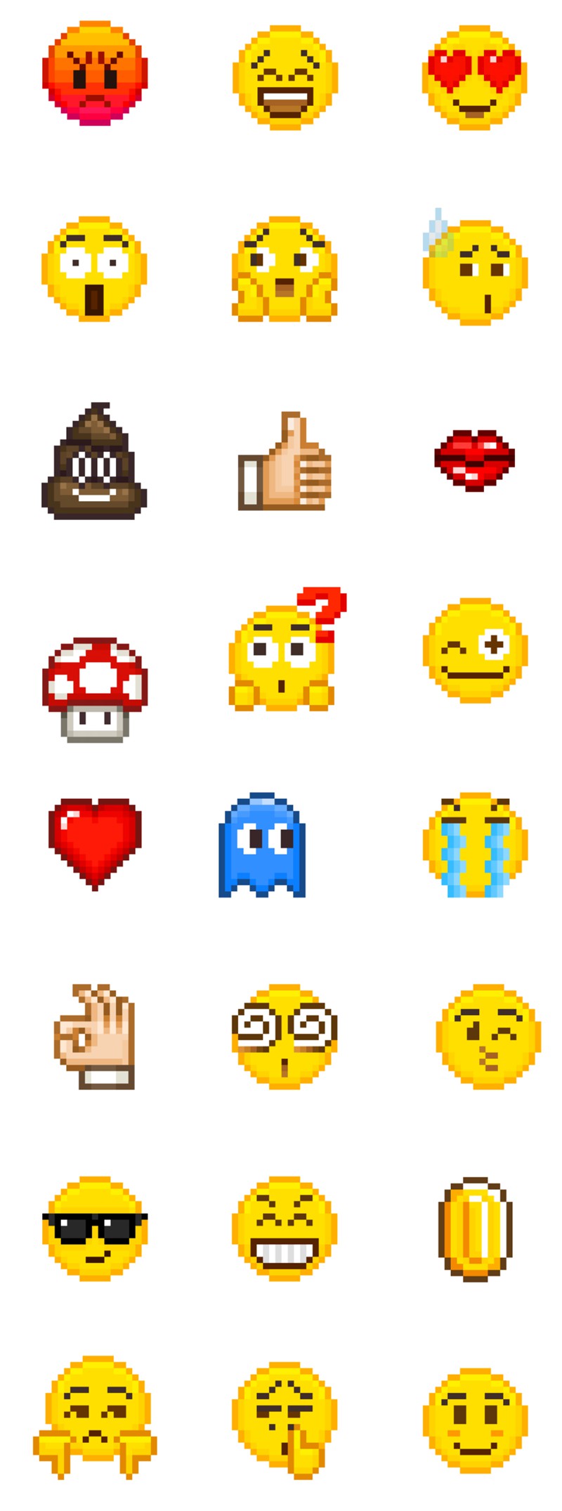 24枚emoji表情像素图标，GIF图标 图标素材 sucaiwan.com