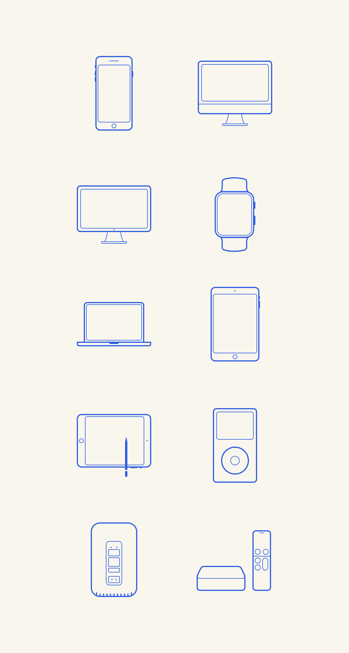 10枚Apple设备线性图标，AI sketch源文件 图标素材 sucaiwan.com
