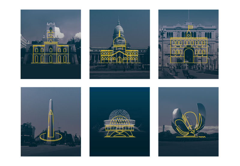 54枚阿根廷地标建筑矢量图标，AI源文件 图标素材 sucaiwan.com