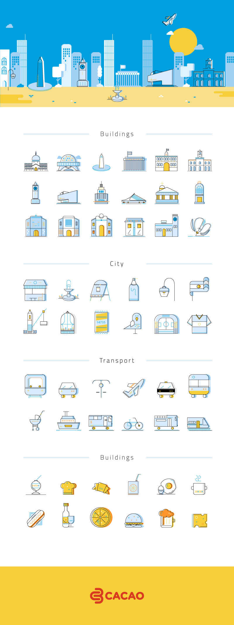 54枚阿根廷地标建筑矢量图标，AI源文件 图标素材 sucaiwan.com