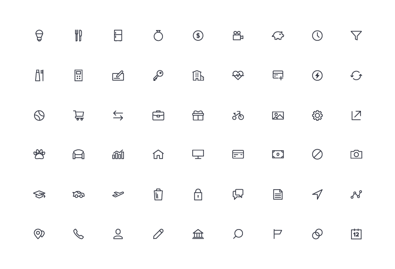54枚简约线性图标，AI sketch源文件 图标素材 sucaiwan.com