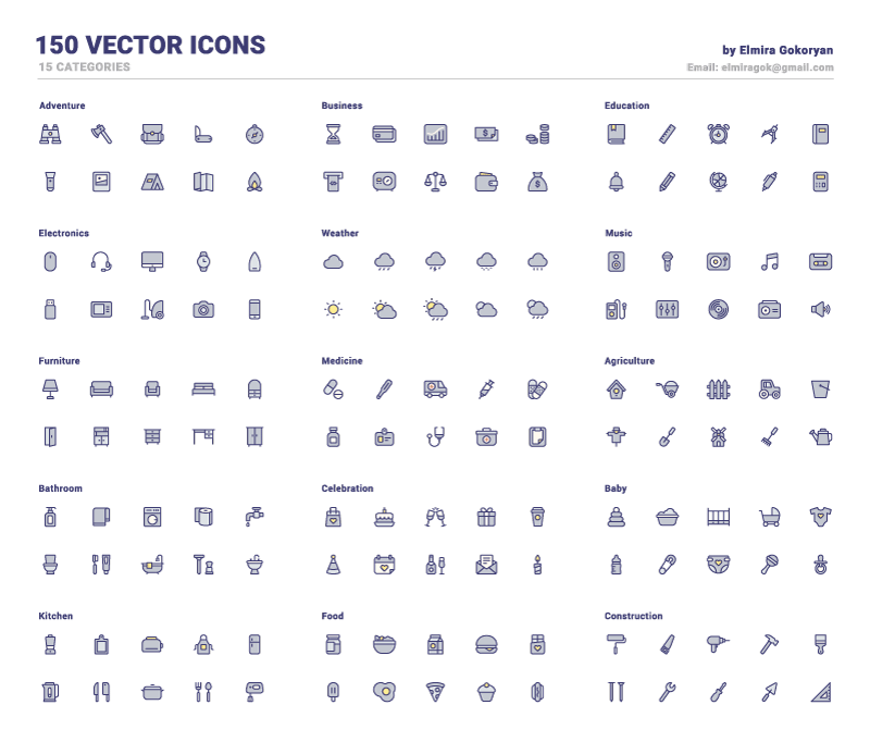 3套风格生活类矢量图标，AI PNG格式 图标素材 sucaiwan.com