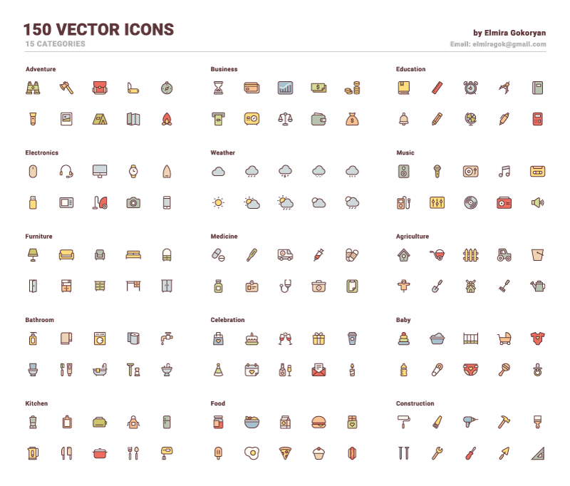 3套风格生活类矢量图标，AI PNG格式 图标素材 sucaiwan.com