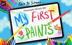 Procreate笔刷-木炭粉笔儿童油漆水彩铅笔纹理效果笔刷素材