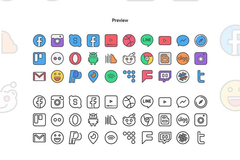 30枚社交媒体图标，PNG AI源文件 图标素材 sucaiwan.com