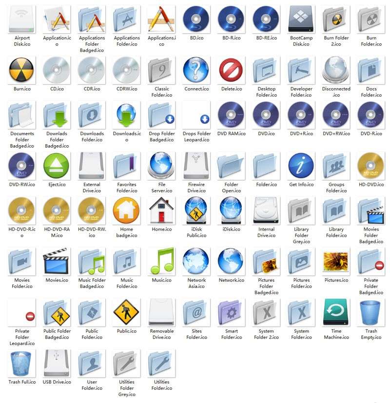 Mac OSX系统默认主题图标，ICO格式 图标素材 sucaiwan.com