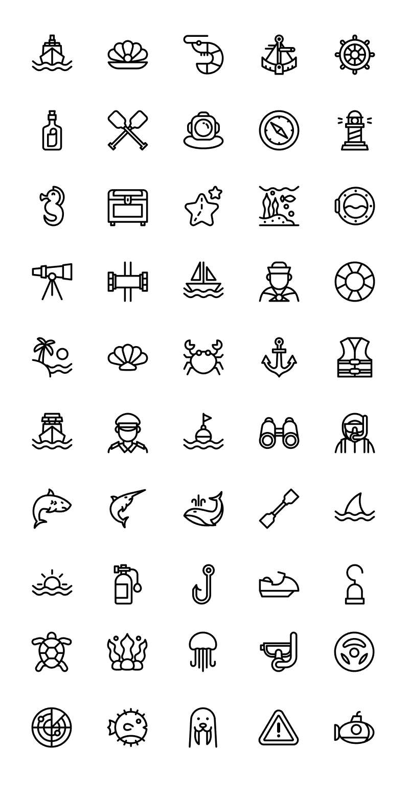 3套海洋主题图标，AI SVG PNG格式 图标素材 sucaiwan.com