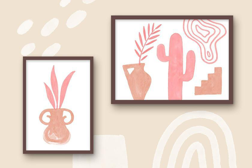 Procreate笔刷-花瓶树叶植物几何装饰性插画设计笔刷素材资源 笔刷资源 sucaiwan.com