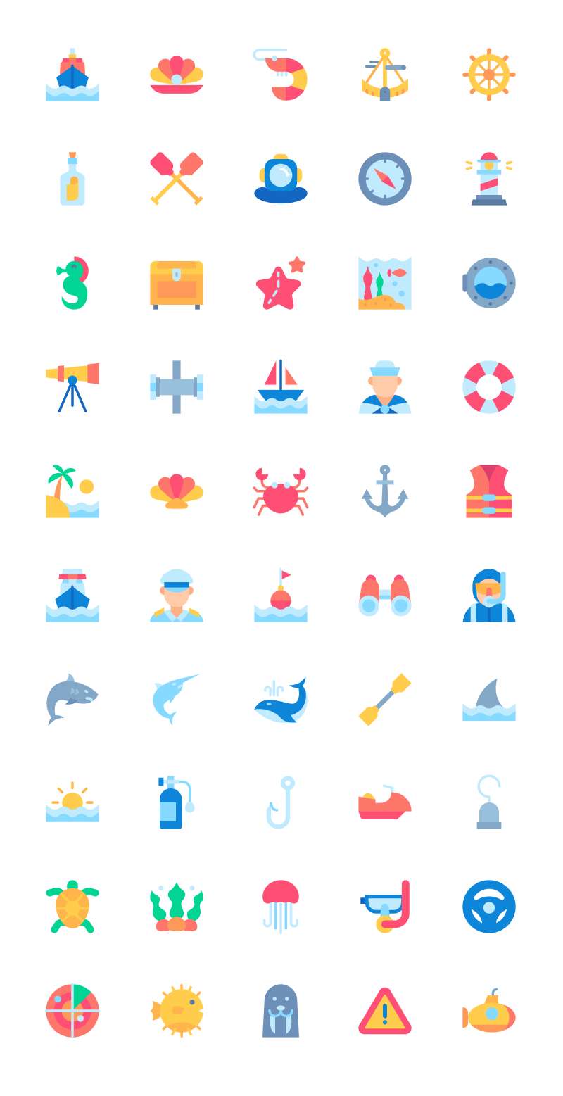 3套海洋主题图标，AI SVG PNG格式 图标素材 sucaiwan.com