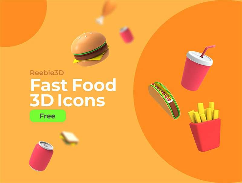 3D汉堡薯条PNG图标 图标素材 sucaiwan.com