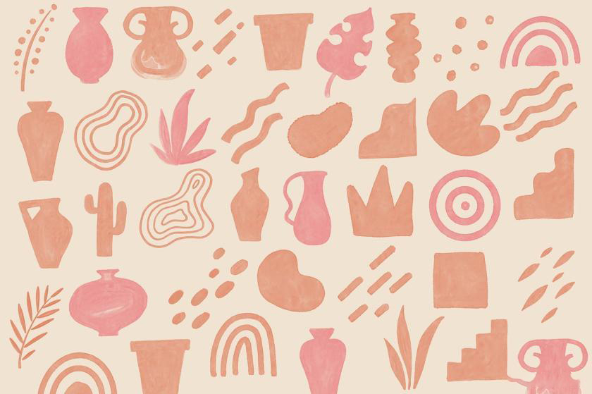 Procreate笔刷-花瓶树叶植物几何装饰性插画设计笔刷素材资源 笔刷资源 sucaiwan.com