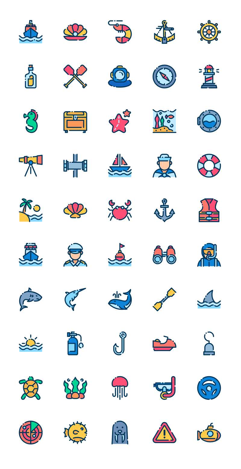 3套海洋主题图标，AI SVG PNG格式 图标素材 sucaiwan.com