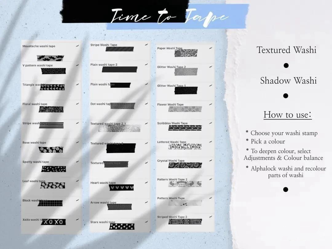 新款现代装饰纸胶带Procreate笔刷套装 笔刷资源 第3张-素材湾丨精选海外优质设计素材资源 新款现代装饰纸胶带Procreate笔刷套装 笔刷资源 sucaiwan.com