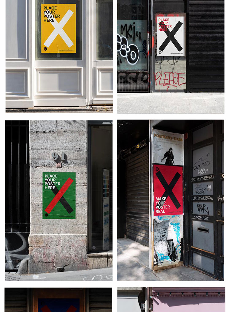 街头城市户外墙面海报广告褶皱样机场景展示PSD智能贴图模板素材 样机素材 sucaiwan.com