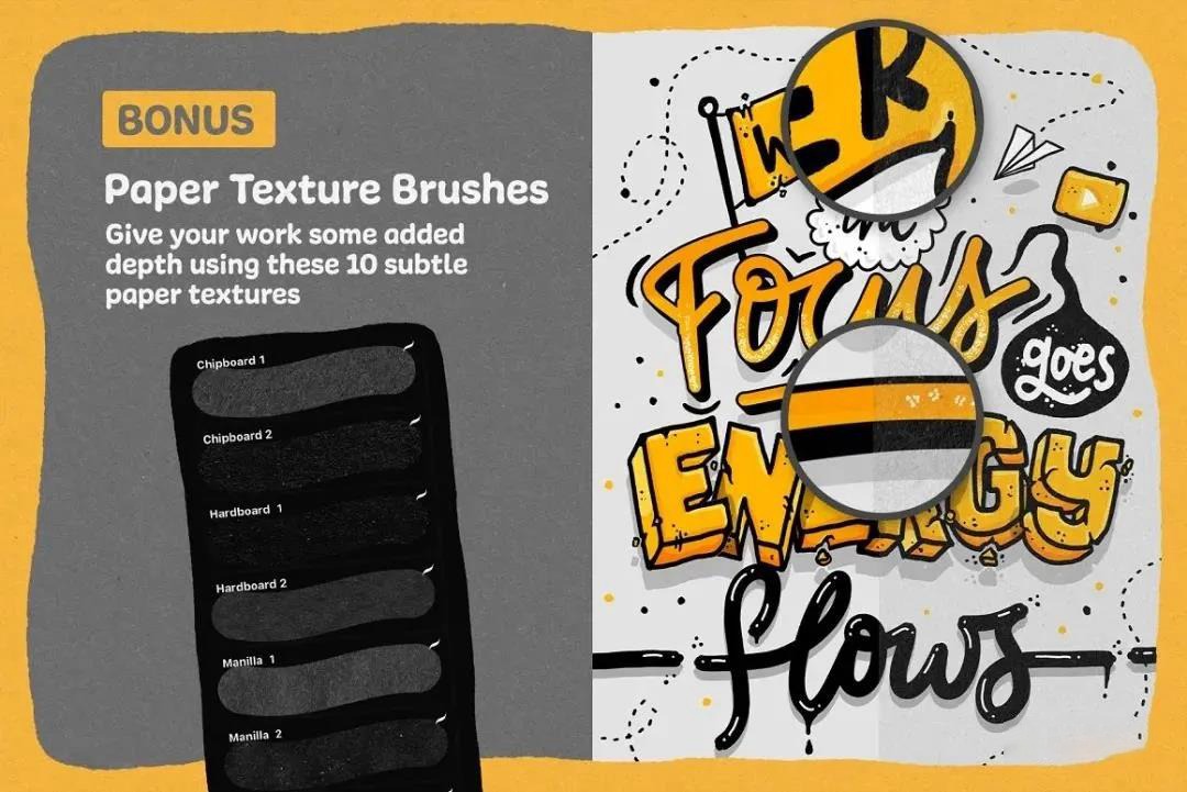 procreate笔刷-古怪涂鸦风格刻字procreate画笔+纹理 笔刷资源 第7张-素材湾丨精选海外优质设计素材资源 procreate笔刷-古怪涂鸦风格刻字procreate画笔+纹理 笔刷资源 sucaiwan.com