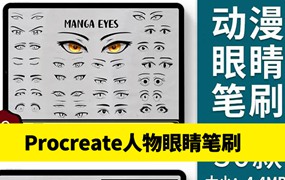 可爱卡通动漫人物眼睛Procreate绘画笔刷素材