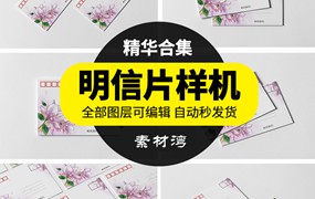 明信片卡片名片邀请函VI设计提案展示psd智能贴图样机效果模板