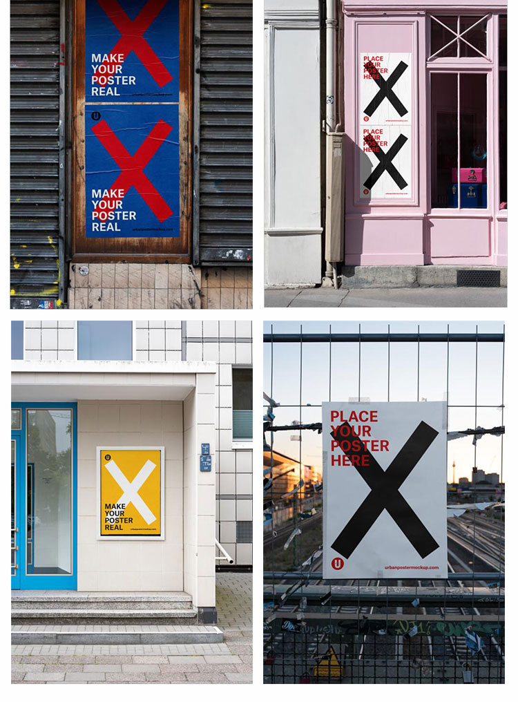 街头城市户外墙面海报广告褶皱样机场景展示PSD智能贴图模板素材 样机素材 sucaiwan.com