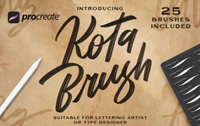 Procreate笔刷-手写英文字体文字纹理效果笔刷素材