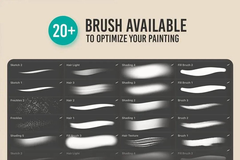 20款卡通人物绘画Procreate纹理笔刷 笔刷资源 sucaiwan.com