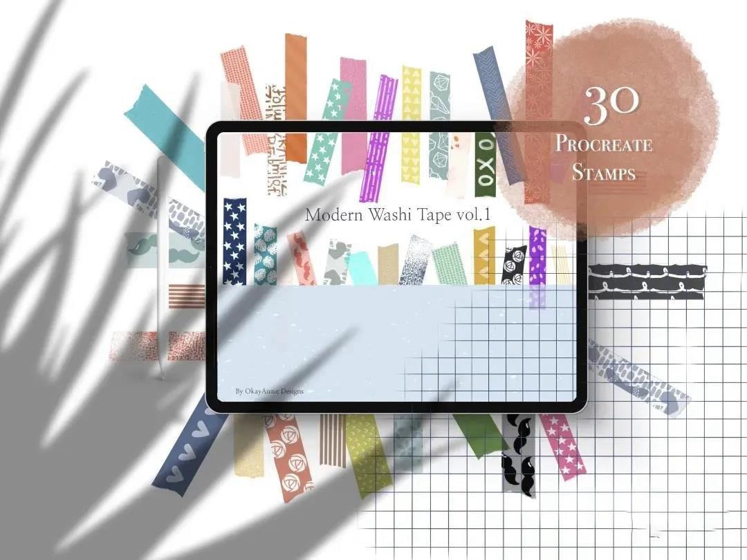 新款现代装饰纸胶带Procreate笔刷套装 笔刷资源 第2张-素材湾丨精选海外优质设计素材资源 新款现代装饰纸胶带Procreate笔刷套装 笔刷资源 sucaiwan.com