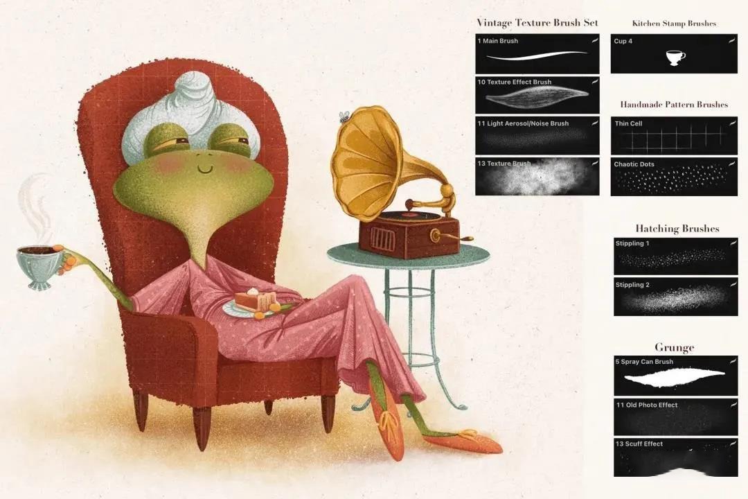复古纹理Procreate笔刷套装 笔刷资源 第9张-素材湾丨精选海外优质设计素材资源 复古纹理Procreate笔刷套装 笔刷资源 sucaiwan.com