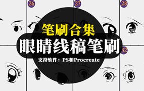 62款动漫眼睛线稿PS和Procreate笔刷