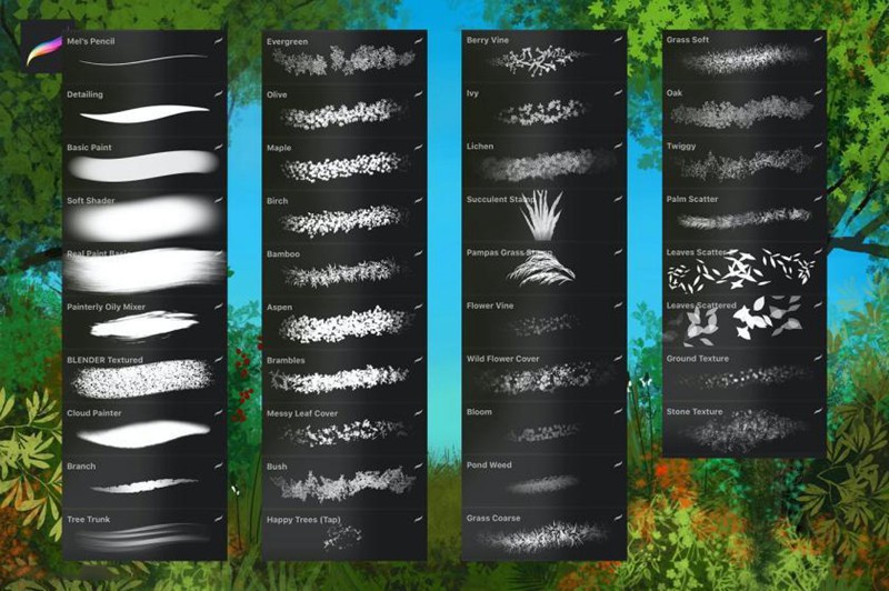 Procreate笔刷-植物树叶自然风景画笔刷素材资源 笔刷资源 第2张-素材湾丨精选海外优质设计素材资源 Procreate笔刷-植物树叶自然风景画笔刷素材资源 笔刷资源 sucaiwan.com