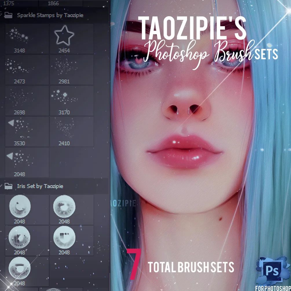 Procreate笔刷-卡通动漫人像头发睫毛眼睛皮肤插画绘画Procreate笔刷 笔刷资源 sucaiwan.com