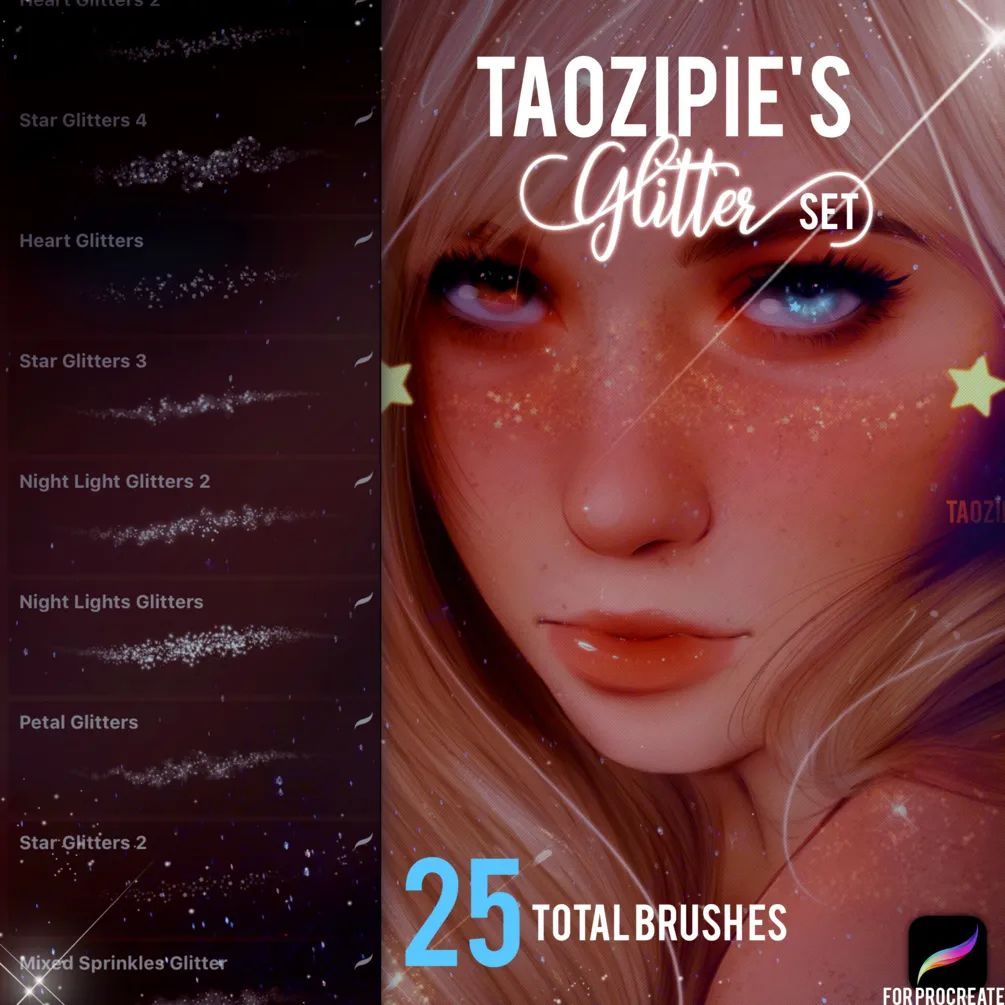 Procreate笔刷-卡通动漫人像头发睫毛眼睛皮肤插画绘画Procreate笔刷 笔刷资源 sucaiwan.com