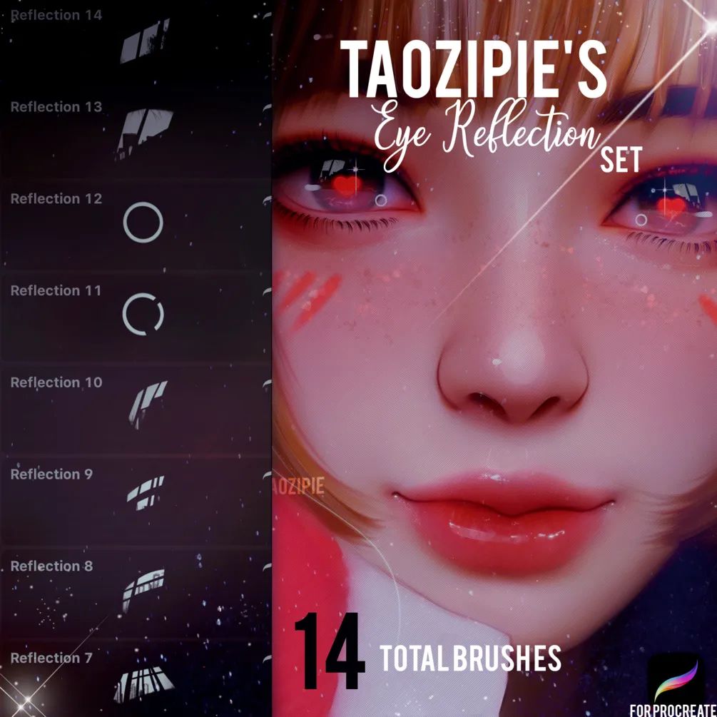 Procreate笔刷-卡通动漫人像头发睫毛眼睛皮肤插画绘画Procreate笔刷 笔刷资源 sucaiwan.com