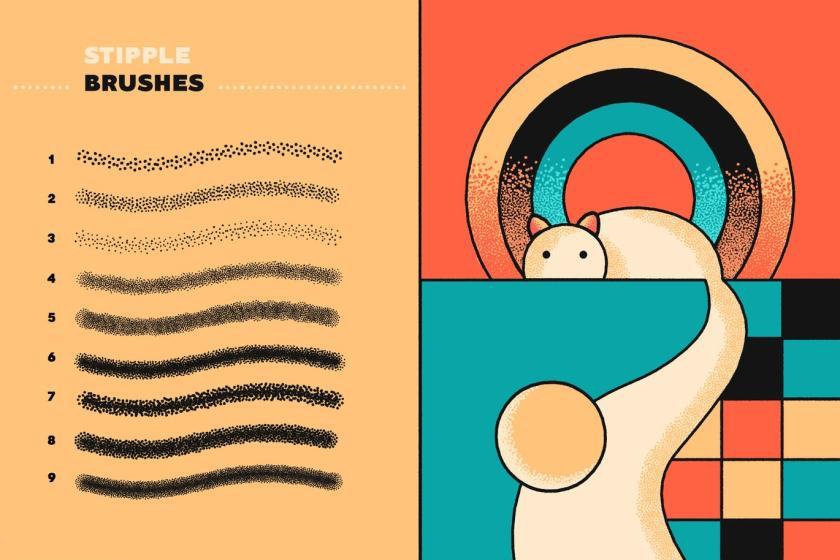 Procreate笔刷-复古波普艺术风格点阵线条笔刷素材资源 笔刷资源 第4张-素材湾丨精选海外优质设计素材资源 Procreate笔刷-复古波普艺术风格点阵线条笔刷素材资源 笔刷资源 sucaiwan.com