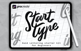 Procreate笔刷-手绘英文书法字体格线笔刷素材资源