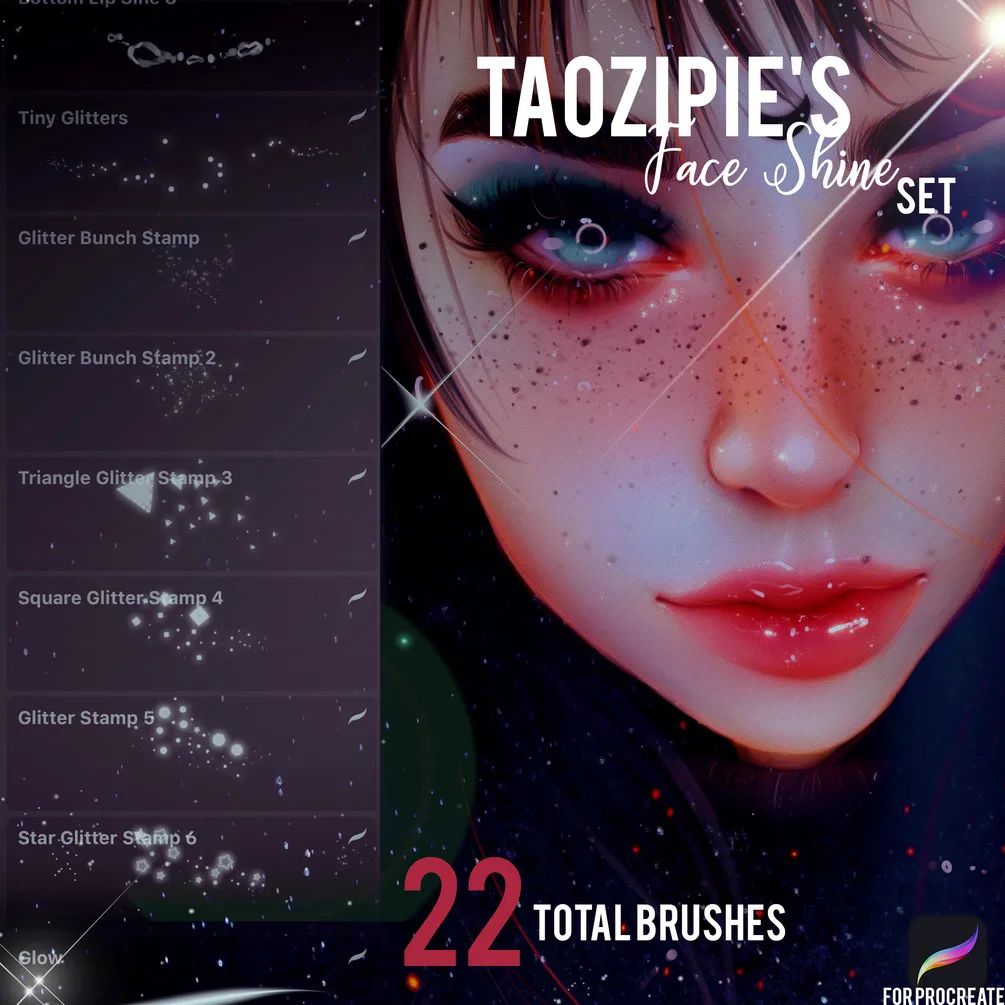 Procreate笔刷-卡通动漫人像头发睫毛眼睛皮肤插画绘画Procreate笔刷 笔刷资源 sucaiwan.com