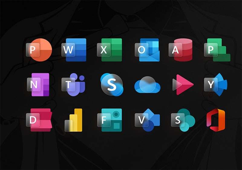 Microsoft Office毛玻璃图标，Figma PNG格式 图标素材 sucaiwan.com