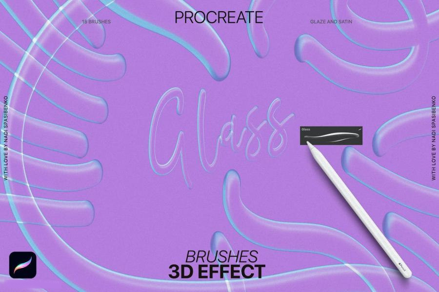 Procreate笔刷-3D效果画笔的Procreate艺术笔刷资源素材 笔刷资源 sucaiwan.com