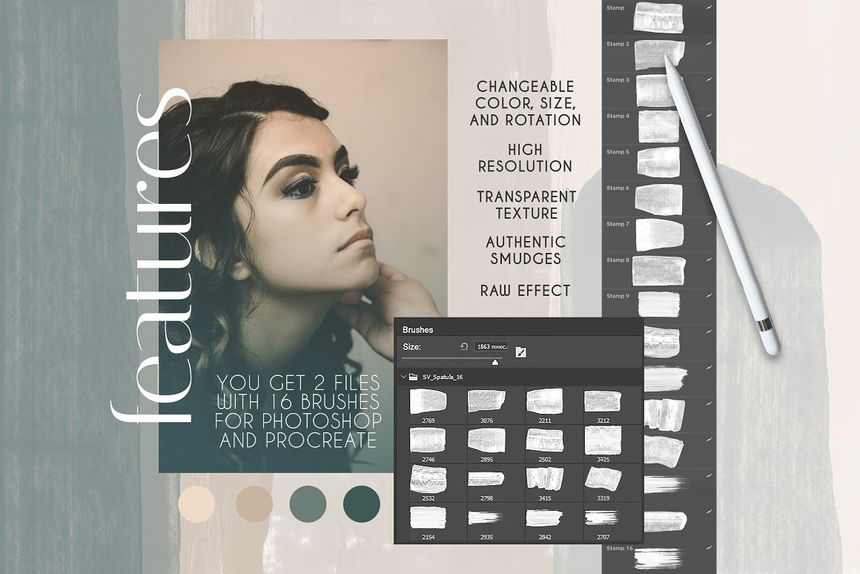 笔刷资源-水粉画刮刀质感的PS和Procreate笔刷素材 笔刷资源 第5张-素材湾丨精选海外优质设计素材资源 笔刷资源-水粉画刮刀质感的PS和Procreate笔刷素材 笔刷资源 sucaiwan.com
