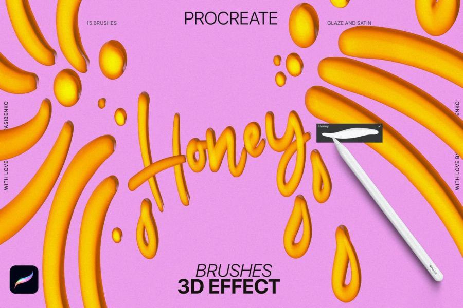 Procreate笔刷-3D效果画笔的Procreate艺术笔刷资源素材 笔刷资源 sucaiwan.com