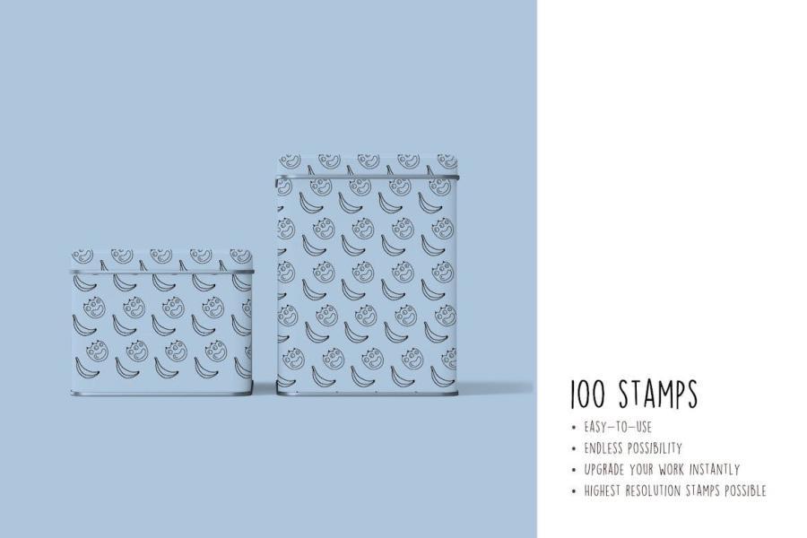 procreate笔刷-可爱线条插画图案的笔刷资源下载素材 笔刷资源 sucaiwan.com