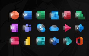 Microsoft Office毛玻璃图标，Figma PNG格式