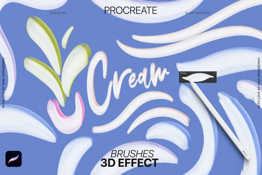 Procreate笔刷-3D效果画笔的Procreate艺术笔刷资源素材 笔刷资源 sucaiwan.com
