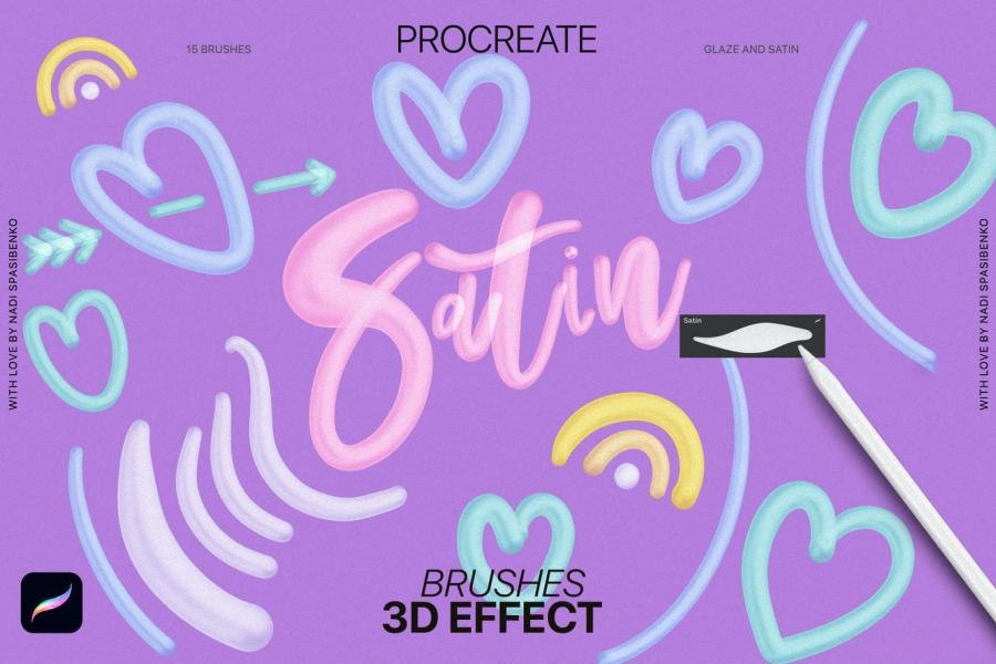 Procreate笔刷-3D效果画笔的Procreate艺术笔刷资源素材 笔刷资源 sucaiwan.com