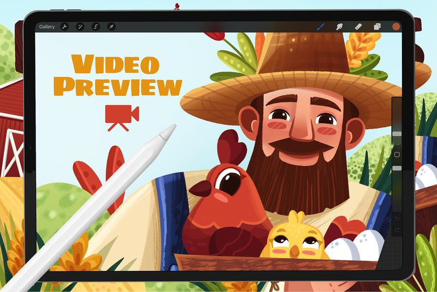 Procreate笔刷-卡通儿童书籍插画创作的iPad Procreate笔刷素材 笔刷资源 sucaiwan.com