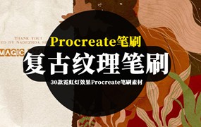 procreate笔刷-神奇魔幻图案和复古纹理的procreate笔刷素材