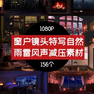 窗户镜头特写自然雨雷风声减压视频素材