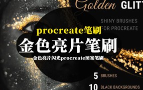 procreate笔刷-金色亮片闪光procreate图案笔刷和色卡素材