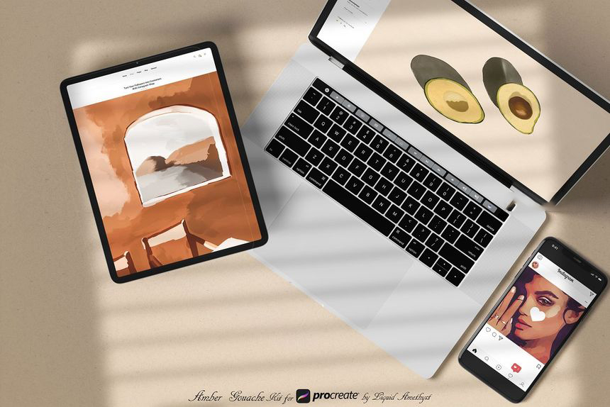 Procreate笔刷-琥珀色水粉画纹理和效果Procreate笔刷素材资源 笔刷资源 第9张-素材湾丨精选海外优质设计素材资源 Procreate笔刷-琥珀色水粉画纹理和效果Procreate笔刷素材资源 笔刷资源 sucaiwan.com